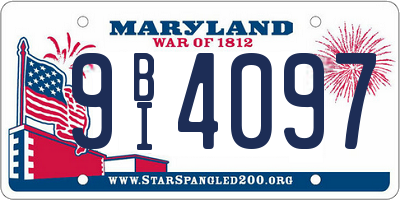 MD license plate 9BI4097
