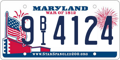 MD license plate 9BI4124