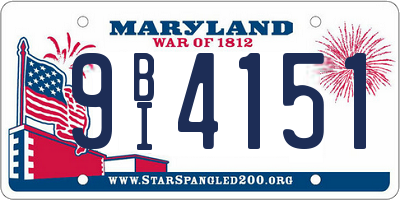 MD license plate 9BI4151