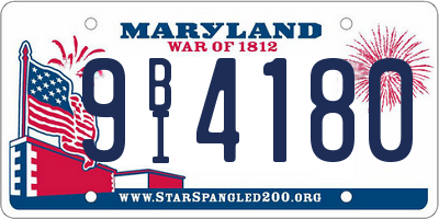 MD license plate 9BI4180