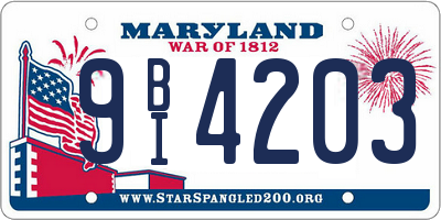 MD license plate 9BI4203