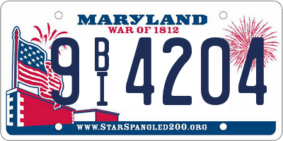 MD license plate 9BI4204