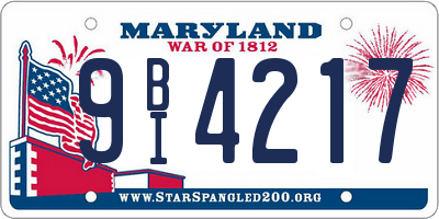 MD license plate 9BI4217