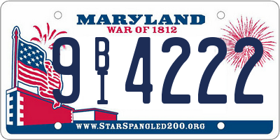 MD license plate 9BI4222