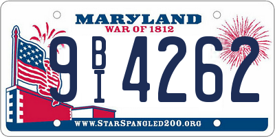 MD license plate 9BI4262