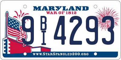 MD license plate 9BI4293