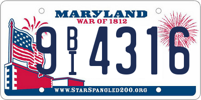 MD license plate 9BI4316