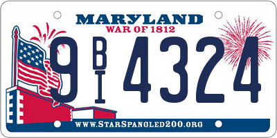 MD license plate 9BI4324