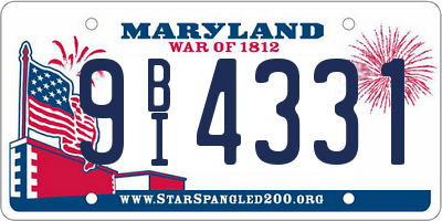 MD license plate 9BI4331