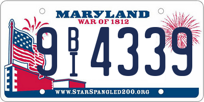 MD license plate 9BI4339