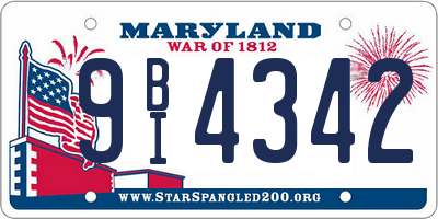 MD license plate 9BI4342