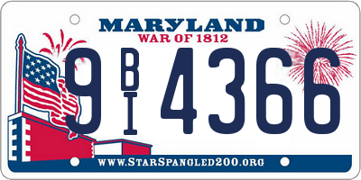 MD license plate 9BI4366