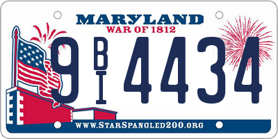 MD license plate 9BI4434