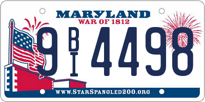 MD license plate 9BI4498