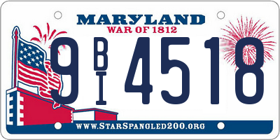 MD license plate 9BI4518
