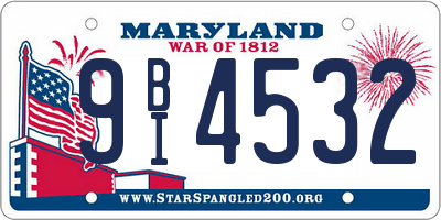 MD license plate 9BI4532