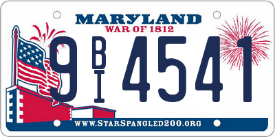MD license plate 9BI4541