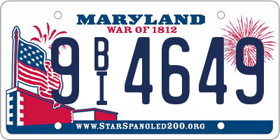 MD license plate 9BI4649