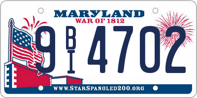 MD license plate 9BI4702