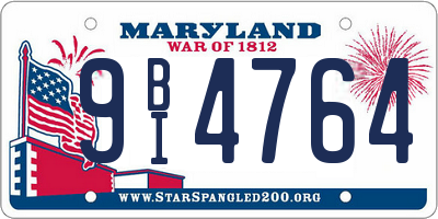 MD license plate 9BI4764