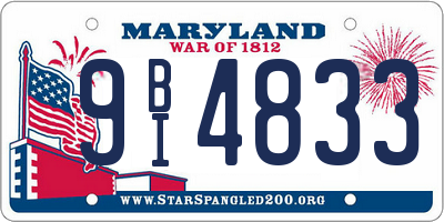 MD license plate 9BI4833