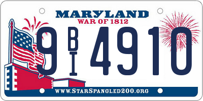 MD license plate 9BI4910