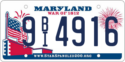 MD license plate 9BI4916