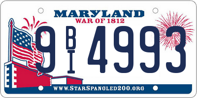 MD license plate 9BI4993