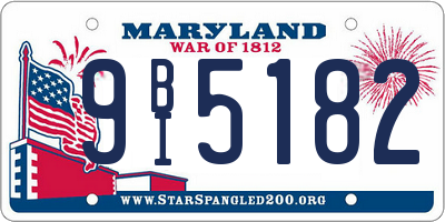 MD license plate 9BI5182