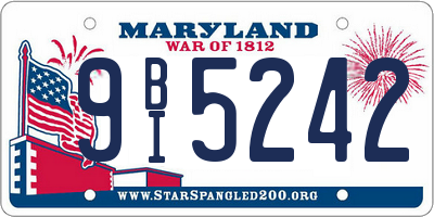 MD license plate 9BI5242