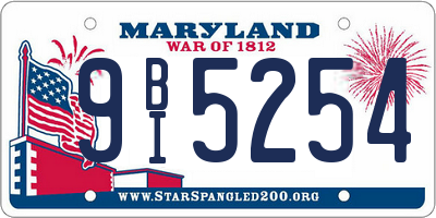 MD license plate 9BI5254