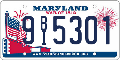 MD license plate 9BI5301