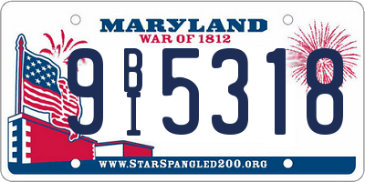 MD license plate 9BI5318