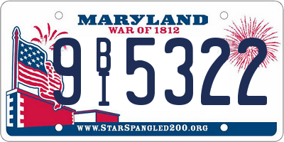 MD license plate 9BI5322