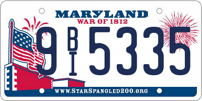 MD license plate 9BI5335