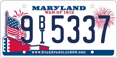 MD license plate 9BI5337
