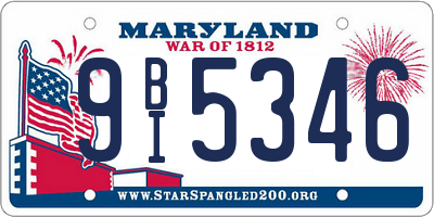 MD license plate 9BI5346