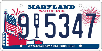 MD license plate 9BI5347