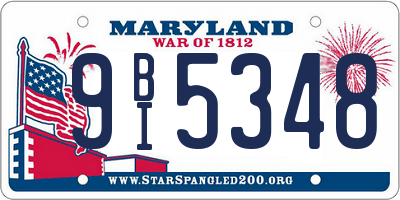 MD license plate 9BI5348