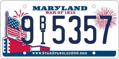 MD license plate 9BI5357