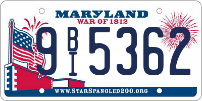 MD license plate 9BI5362