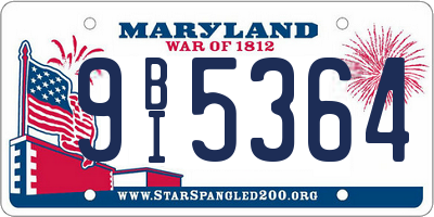MD license plate 9BI5364