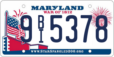 MD license plate 9BI5378