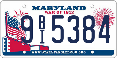MD license plate 9BI5384