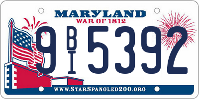 MD license plate 9BI5392