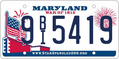MD license plate 9BI5419