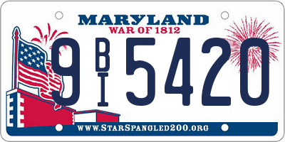 MD license plate 9BI5420