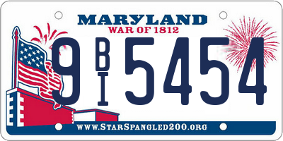 MD license plate 9BI5454