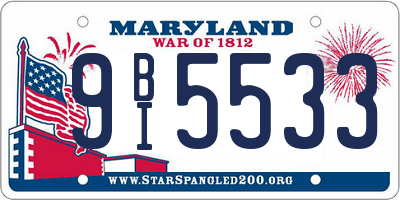 MD license plate 9BI5533