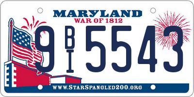 MD license plate 9BI5543